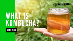 Bottle of kombucha with vibrant label, showcasing the health benefits of this fermented tea beverage
