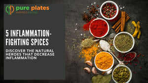 An assortment of turmeric, ginger, cinnamon, cloves, and cayenne pepper on a dark background.