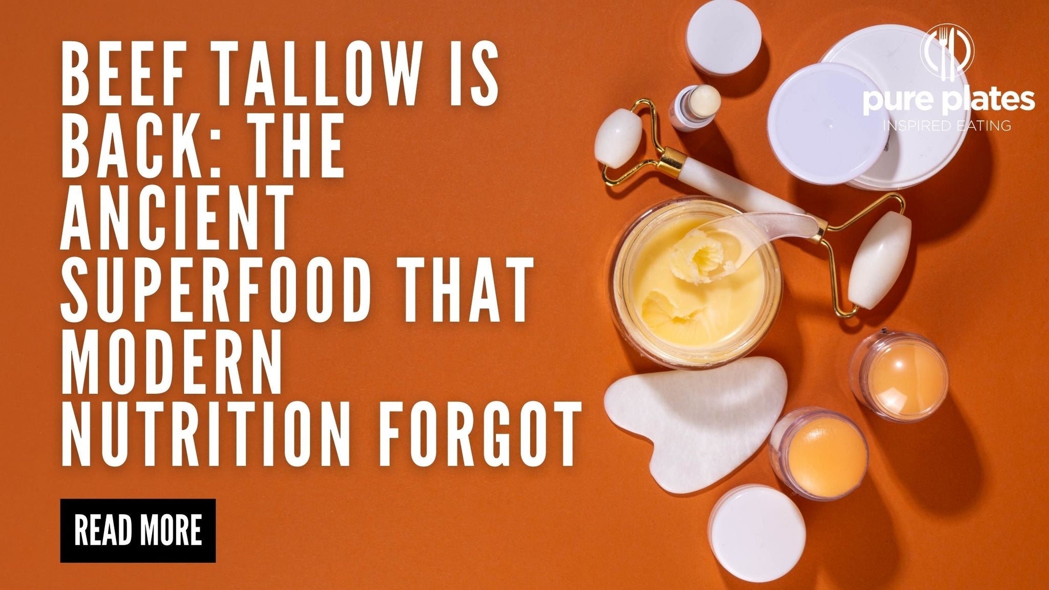 A jar of golden beef tallow on a rustic wooden table, showcasing its rich texture and natural health benefits as a clean, whole-food cooking fat.