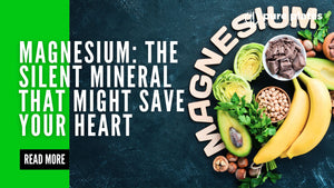 Illustration of magnesium-rich foods like spinach, nuts, and fish symbolizing their heart-health benefits.