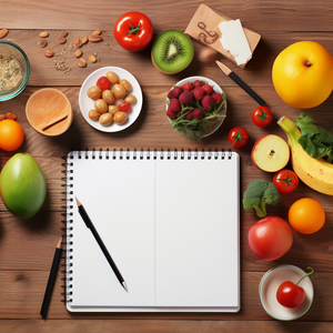 notebook for diabetic meal planning with healthy foods 
