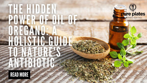 A bottle of oil of oregano with fresh oregano leaves, highlighting its natural antibiotic and immune-boosting benefits.